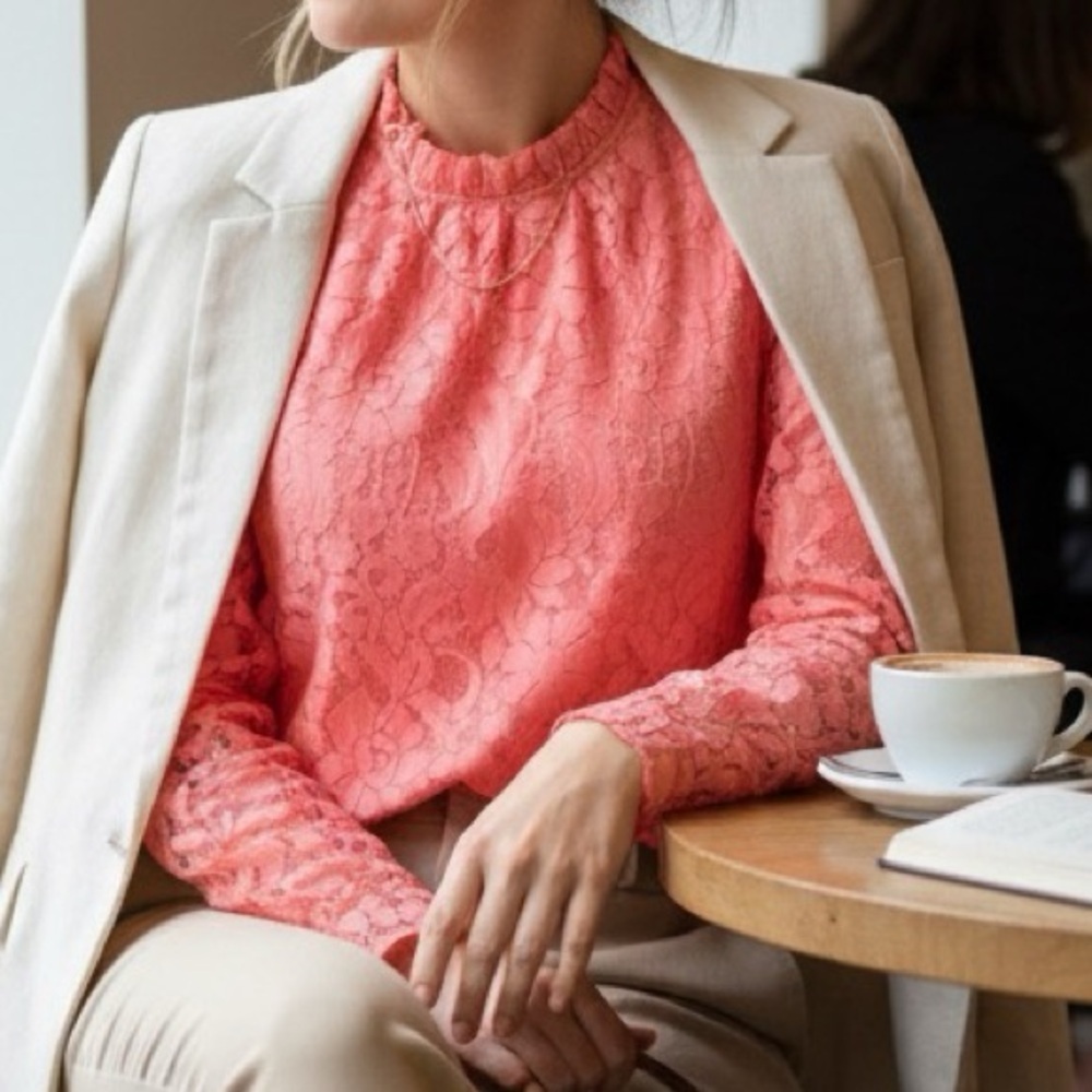 Rachel Parcell Pink Ruffled Blouse…